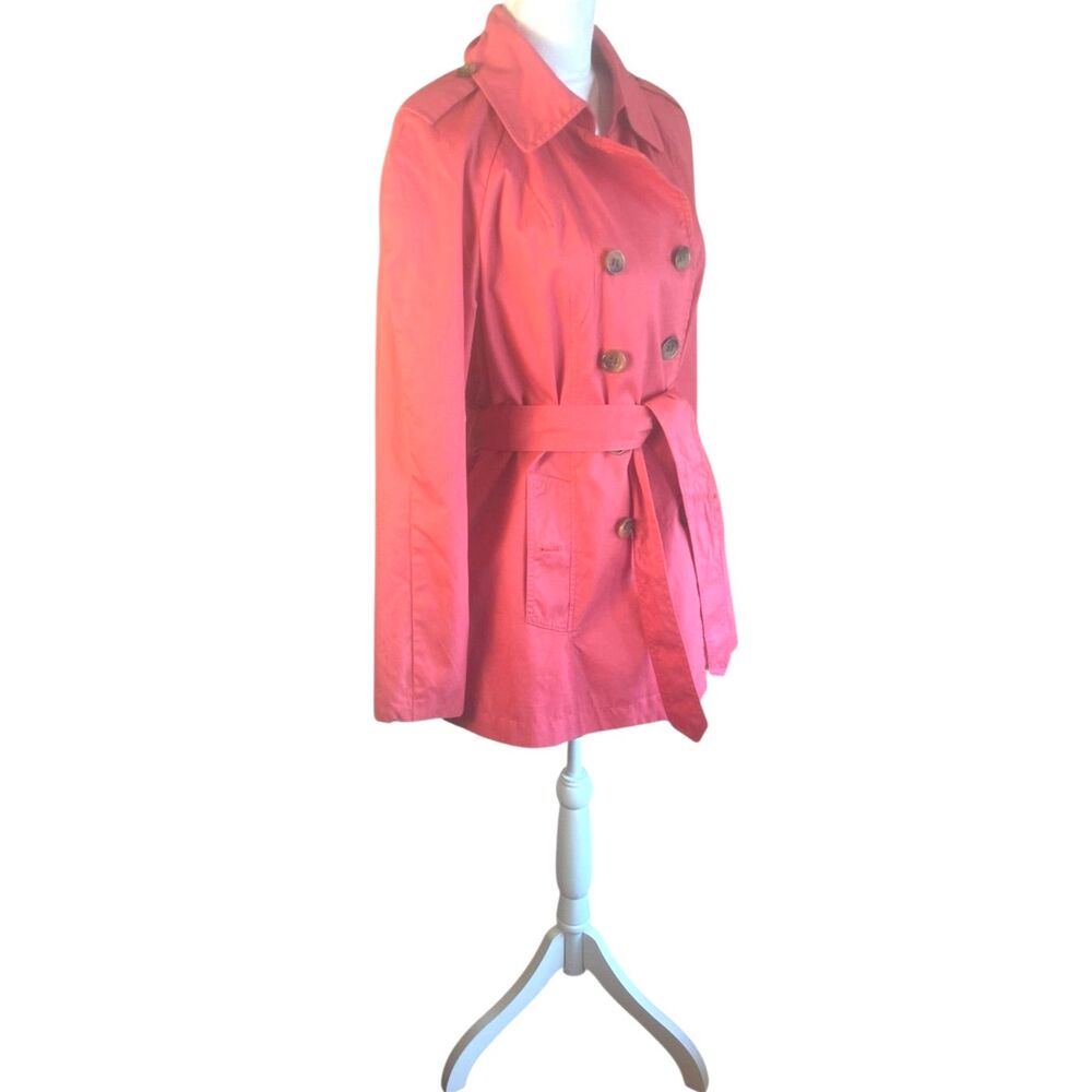 St. Johns Bay Womens Classic Trench Coat Sz L Preppy Reddish Pink Heritage - Picture 3 of 16